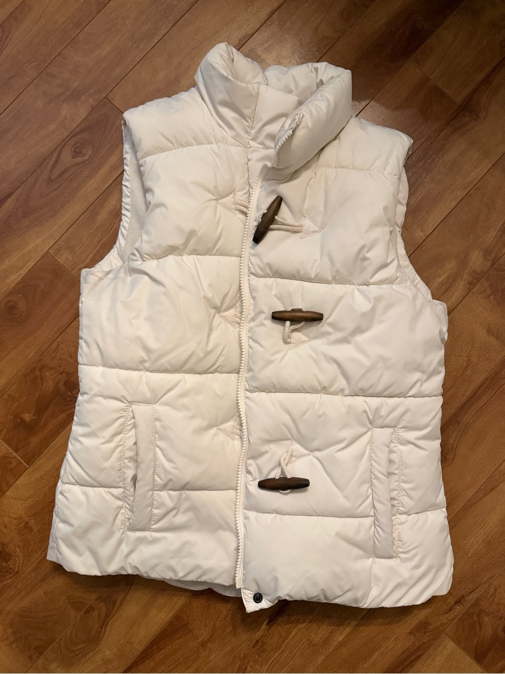 GAP Cream Puffer Vest with Toggle Closures